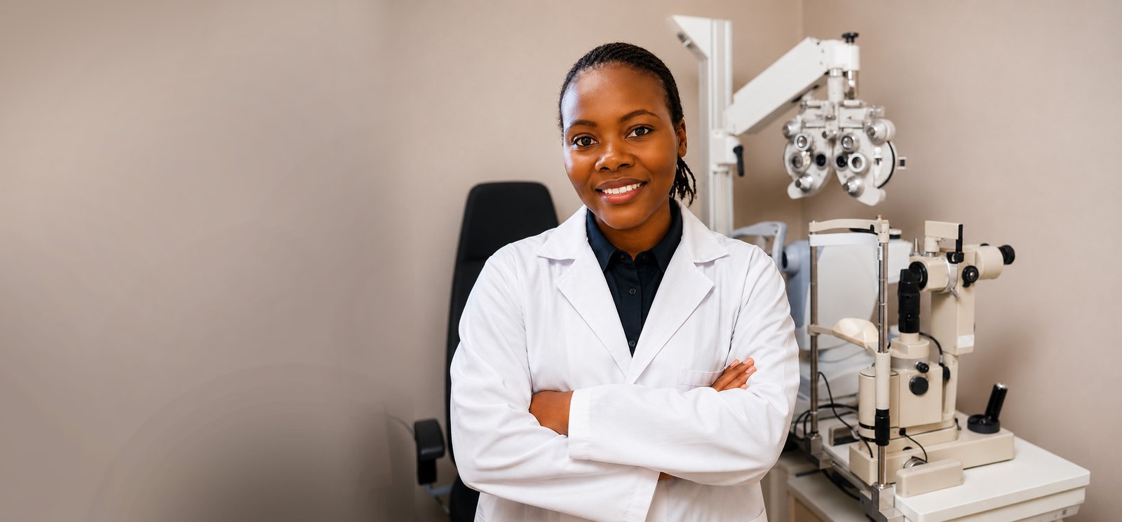 Optometrist with advanced eye care equipment